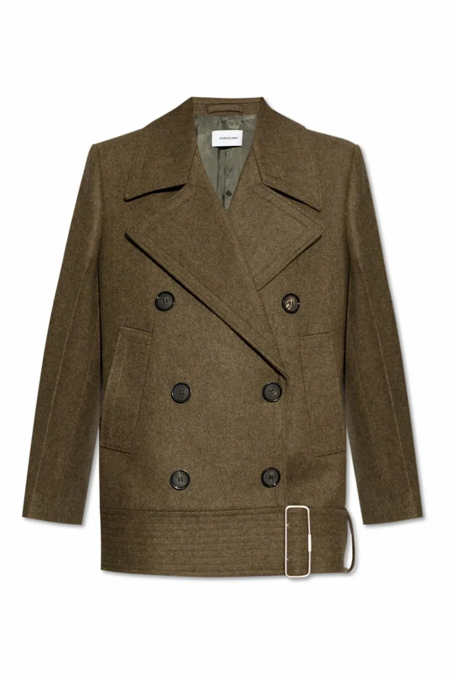 FERRAGAMO GREEN Wool coat