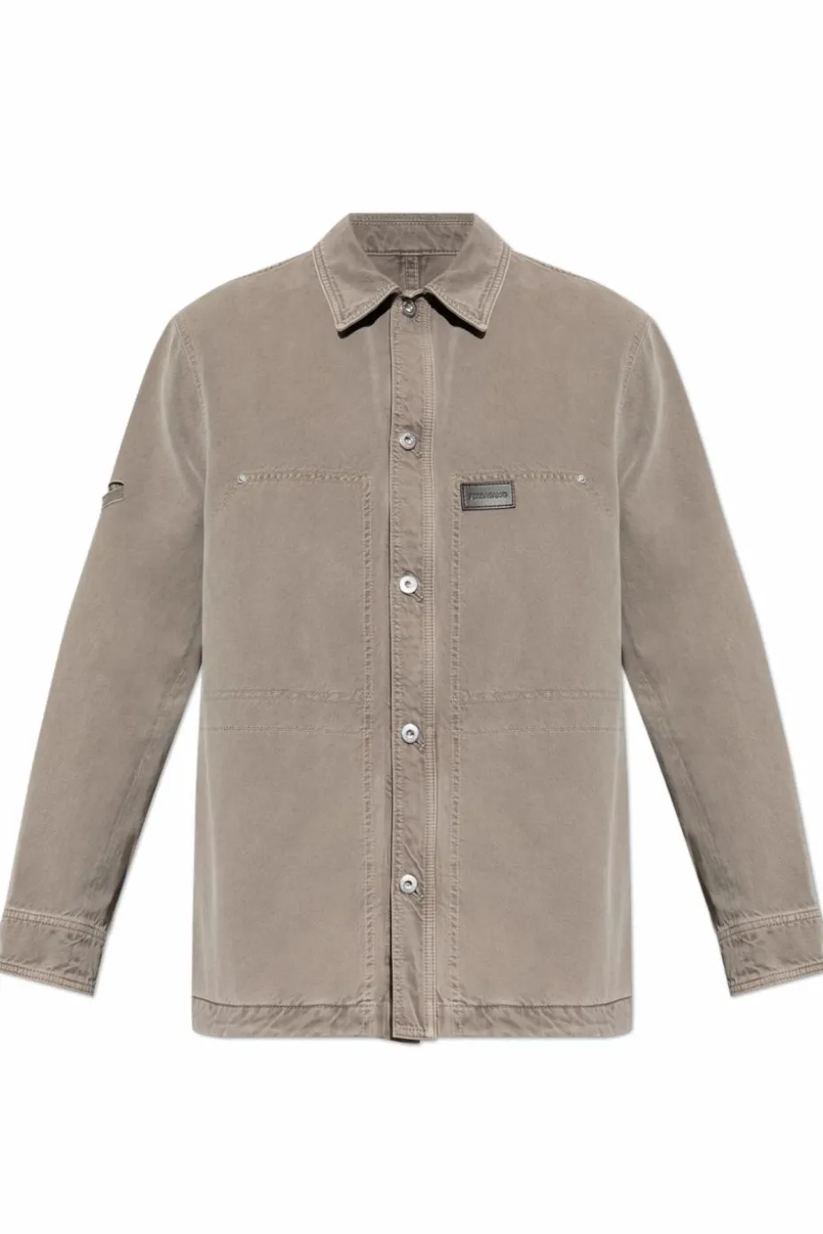 FERRAGAMO GREY Denim shirt with logo patch