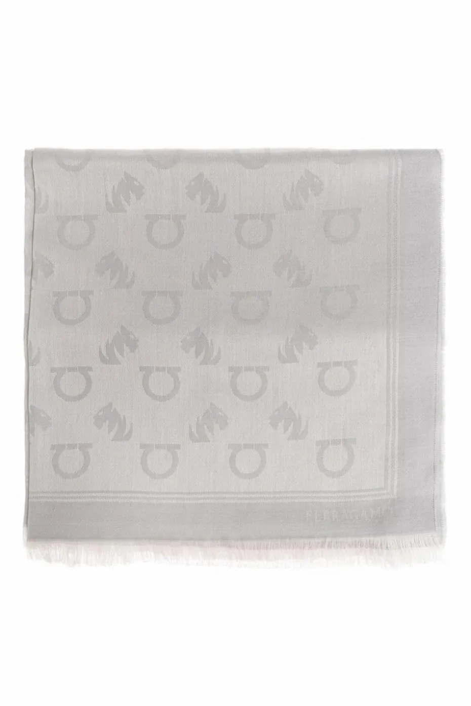 FERRAGAMO GREY Scarf with monogram