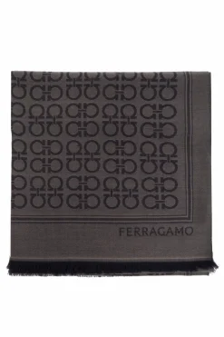 FERRAGAMO GREY Scarf with monogram