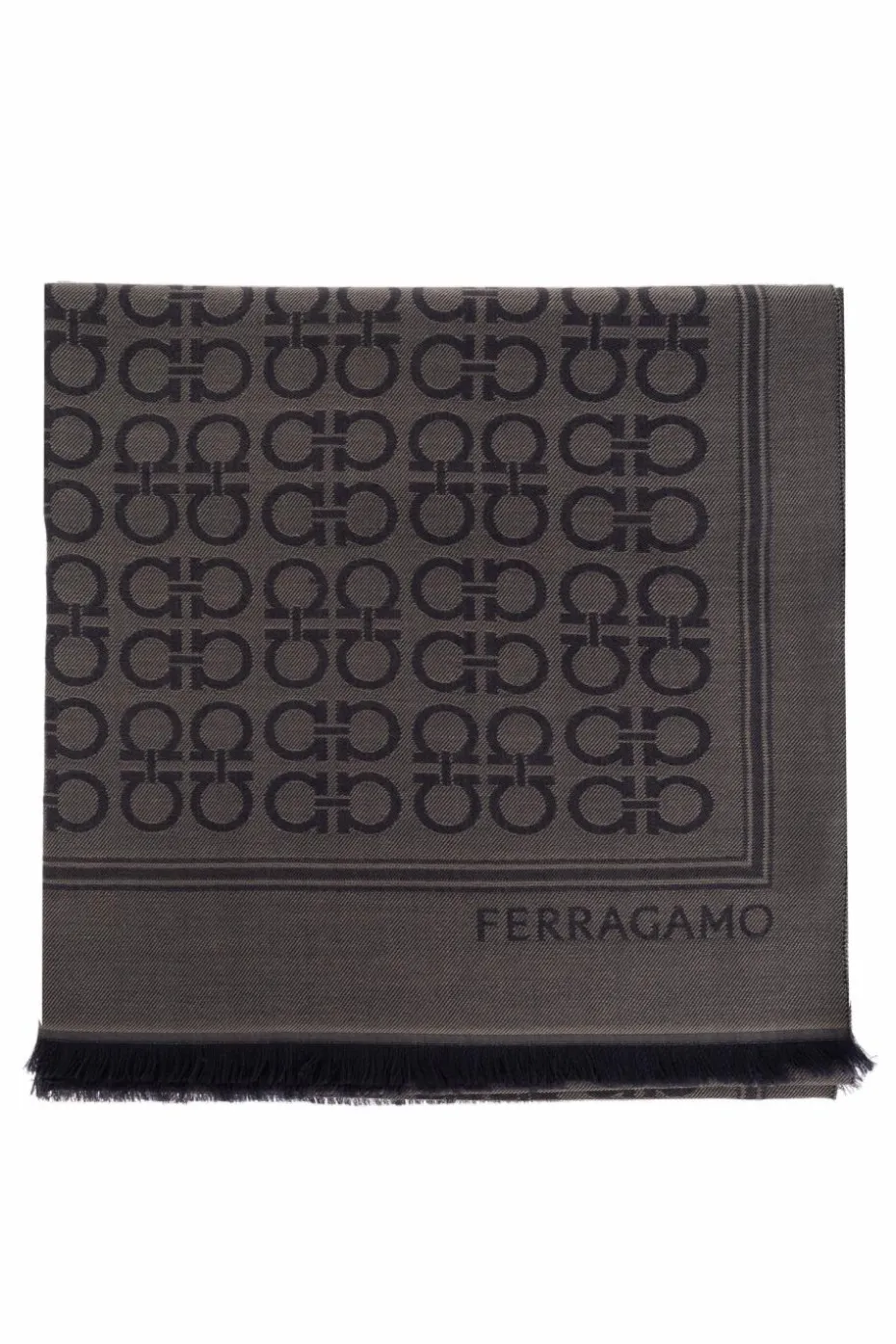 FERRAGAMO GREY Scarf with monogram