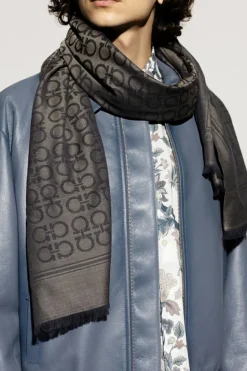 FERRAGAMO GREY Scarf with monogram