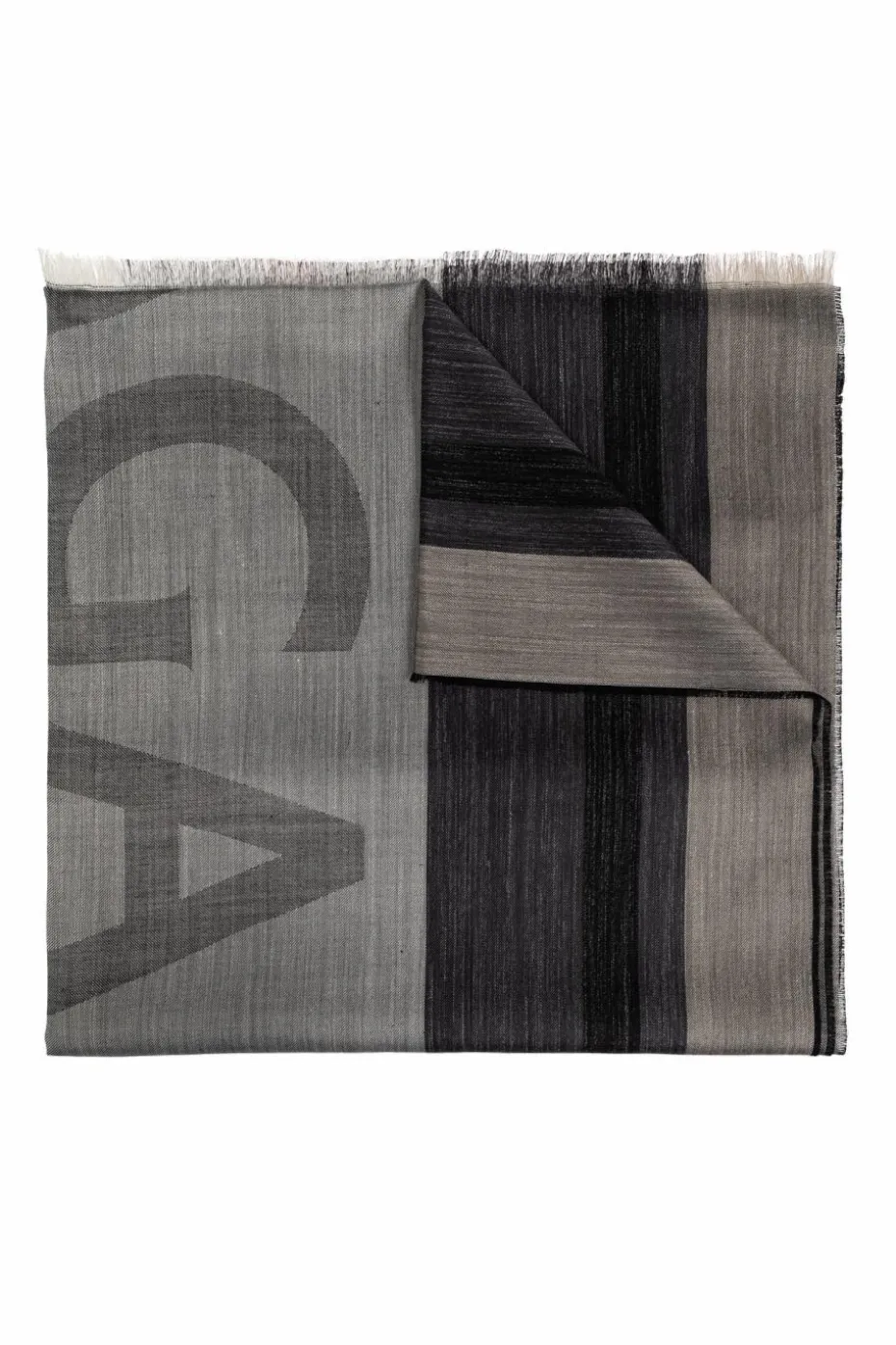 FERRAGAMO GREY Striped pattern scarf