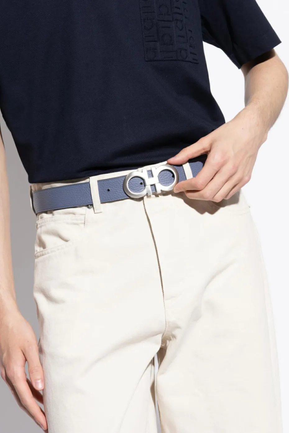 FERRAGAMO GREY Two-sided belt