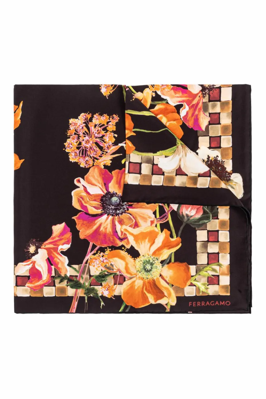 FERRAGAMO MULTICOLOUR Silk scarf with print