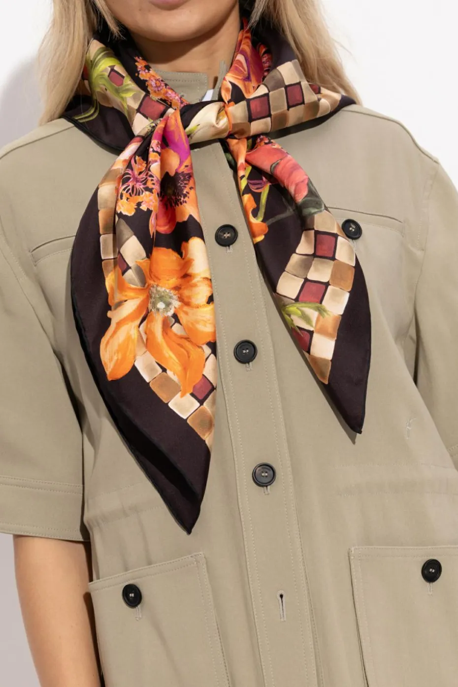 FERRAGAMO MULTICOLOUR Silk scarf with print