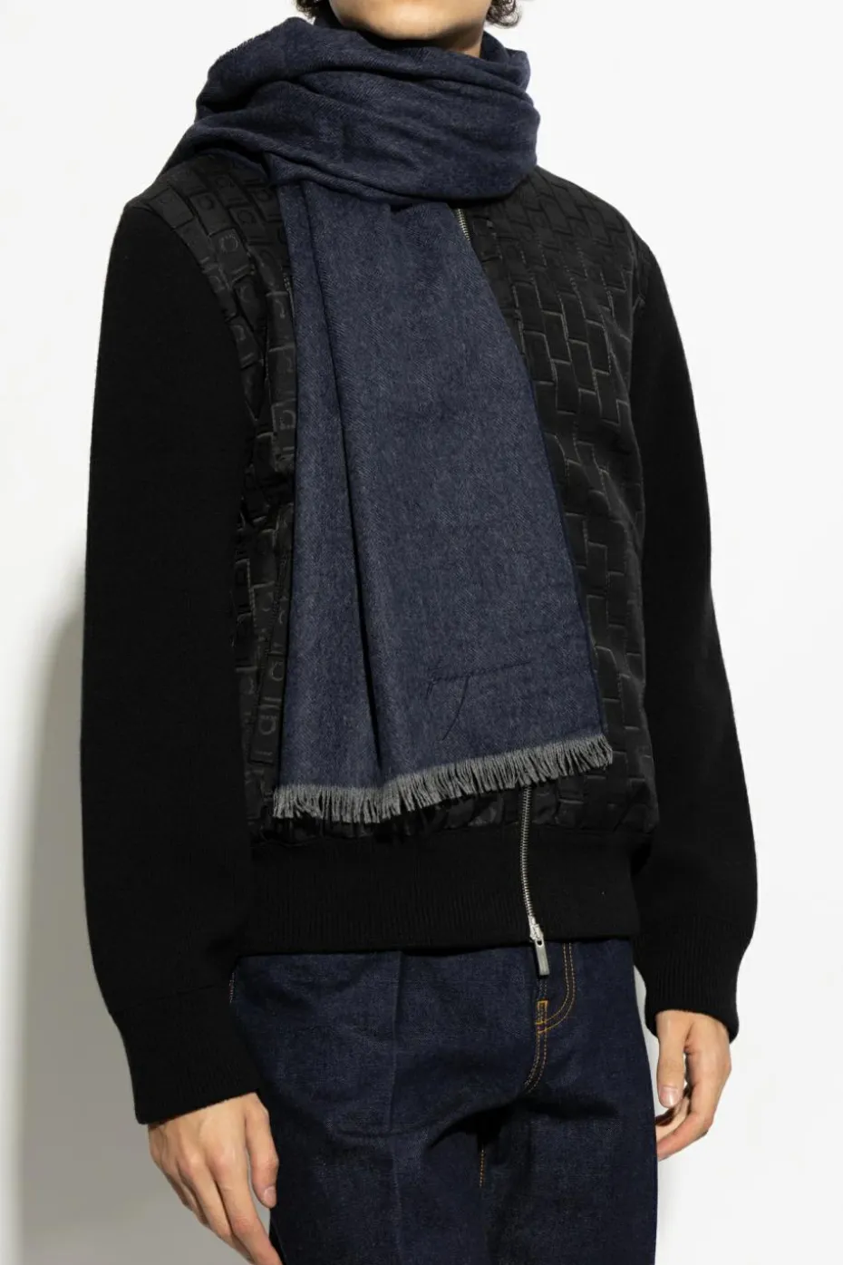 FERRAGAMO NAVY BLUE Cashmere scarf
