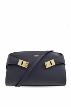 FERRAGAMO NAVY BLUE ‘Hug’ Shoulder Bag