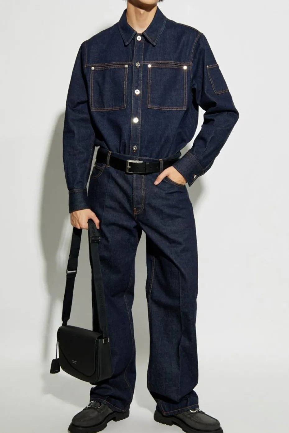 FERRAGAMO NAVY BLUE Jeans with logo