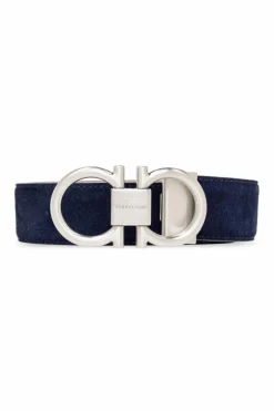 FERRAGAMO NAVY BLUE Leather belt