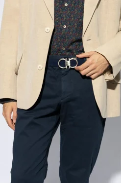 FERRAGAMO NAVY BLUE Leather belt