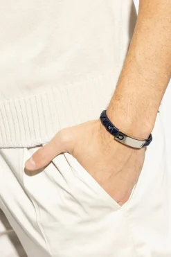 FERRAGAMO NAVY BLUE Leather bracelet