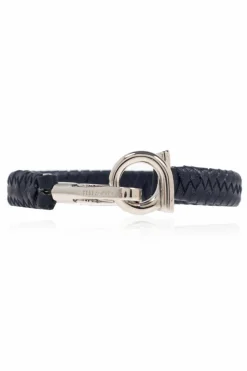 FERRAGAMO NAVY BLUE Leather bracelet