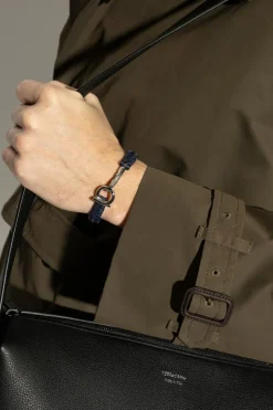 FERRAGAMO NAVY BLUE Leather bracelet