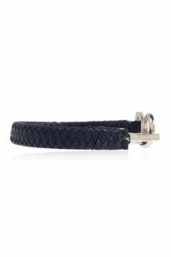 FERRAGAMO NAVY BLUE Leather bracelet