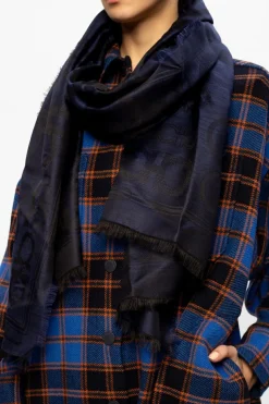 FERRAGAMO NAVY BLUE Logo scarf