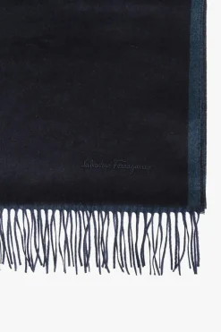 FERRAGAMO NAVY BLUE Logo scarf
