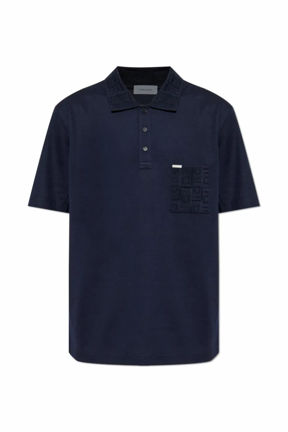 FERRAGAMO NAVY BLUE Polo with pocket