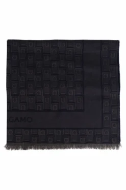 FERRAGAMO NAVY BLUE Scarf with monogram