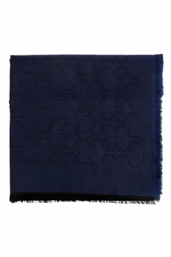 FERRAGAMO NAVY BLUE Scarf with monogram