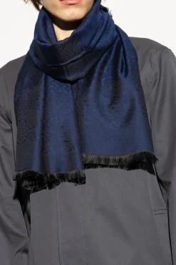 FERRAGAMO NAVY BLUE Scarf with monogram