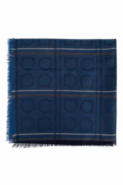 FERRAGAMO NAVY BLUE Scarf with Monogram