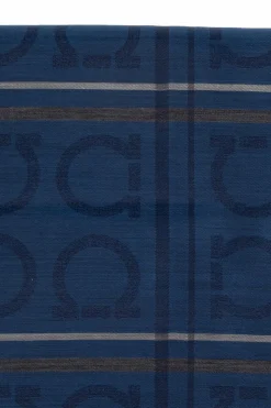 FERRAGAMO NAVY BLUE Scarf with Monogram