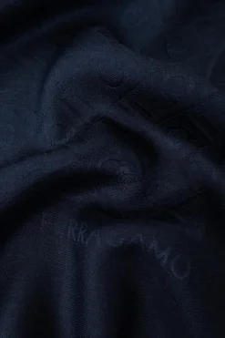 FERRAGAMO NAVY BLUE Scarf with monogram