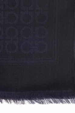 FERRAGAMO NAVY BLUE Scarf with monogram