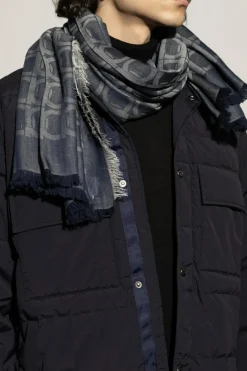 FERRAGAMO NAVY BLUE Scarf with monogram