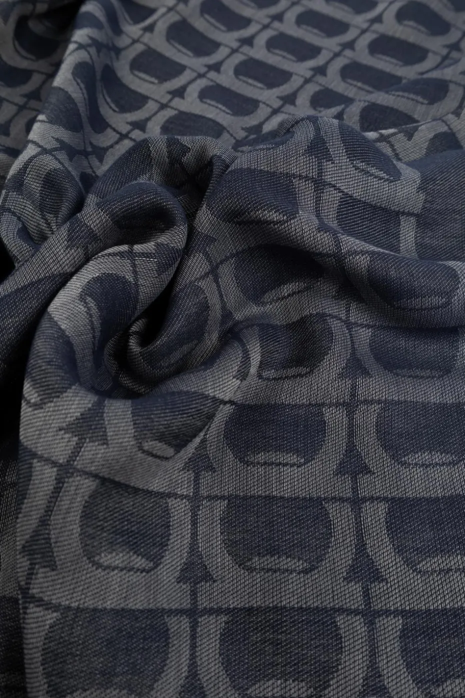 FERRAGAMO NAVY BLUE Scarf with monogram
