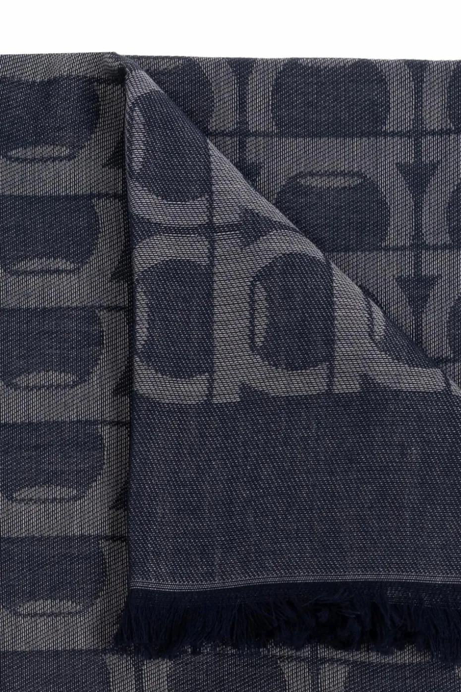 FERRAGAMO NAVY BLUE Scarf with monogram
