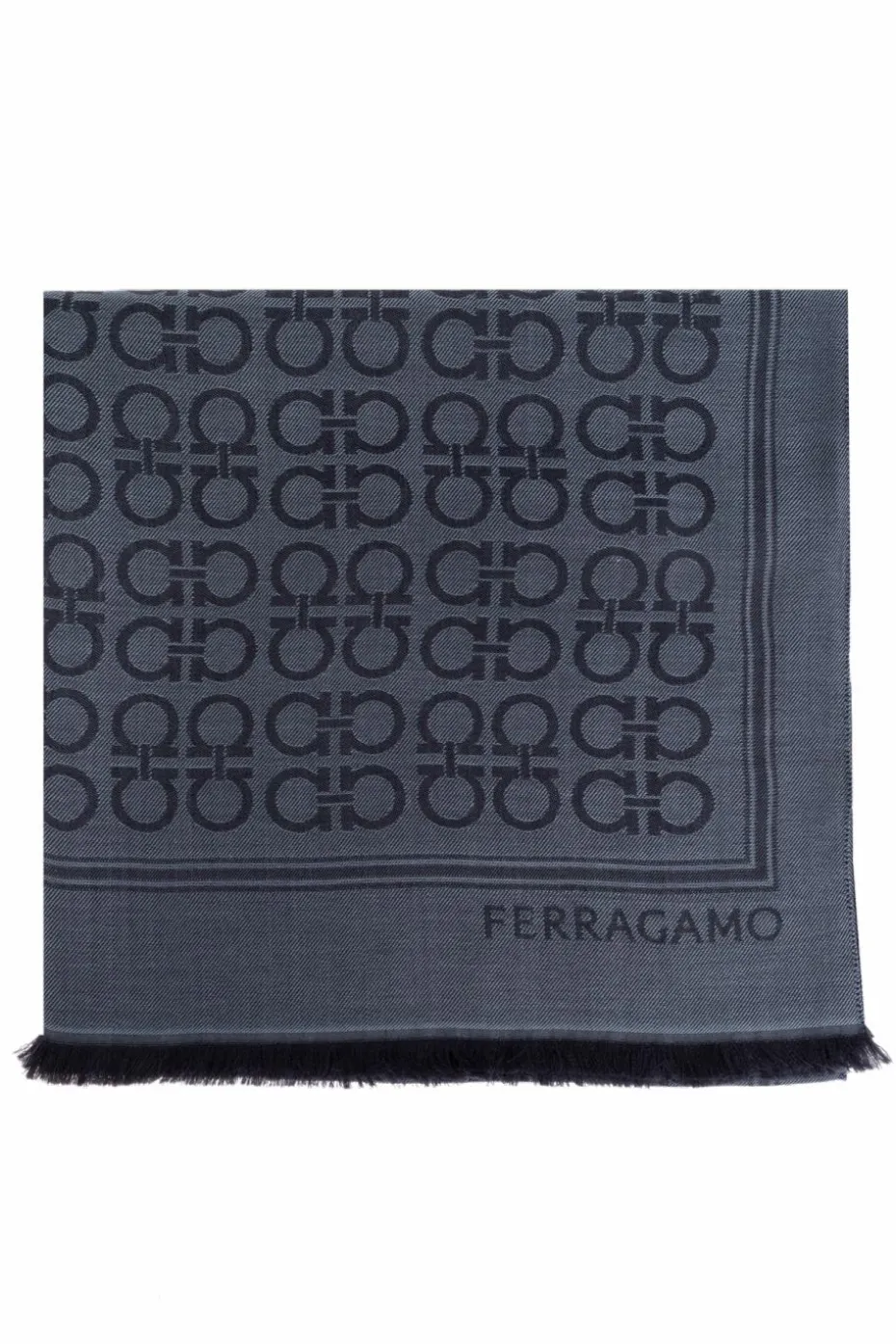 FERRAGAMO NAVY BLUE Scarf with monogram