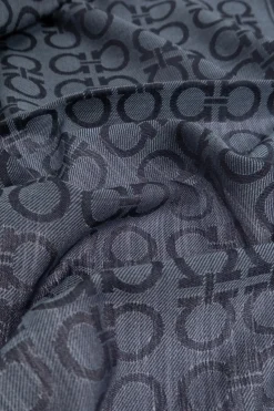FERRAGAMO NAVY BLUE Scarf with monogram