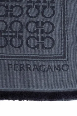 FERRAGAMO NAVY BLUE Scarf with monogram