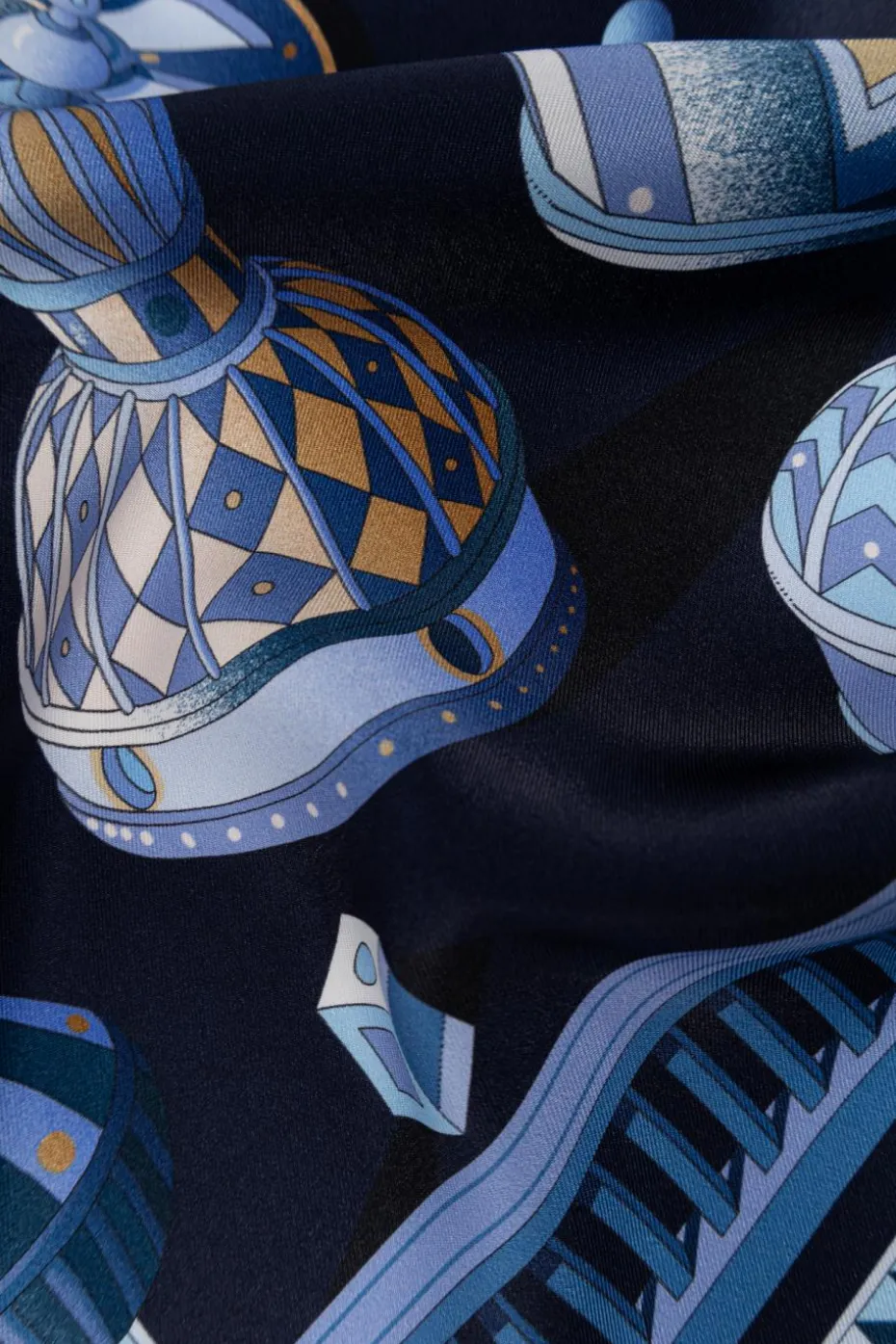 FERRAGAMO NAVY BLUE Silk scarf with print