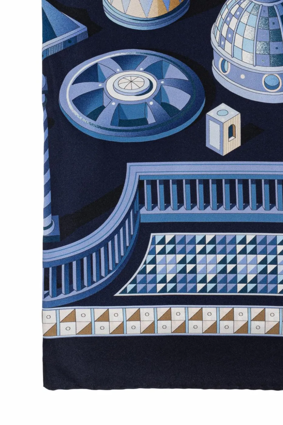 FERRAGAMO NAVY BLUE Silk scarf with print