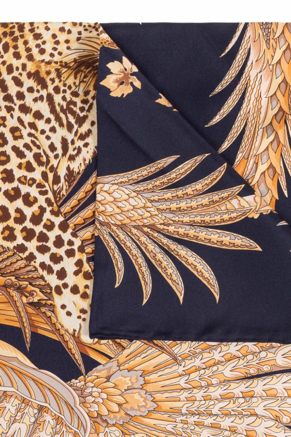 FERRAGAMO NAVY BLUE Silk scarf with print