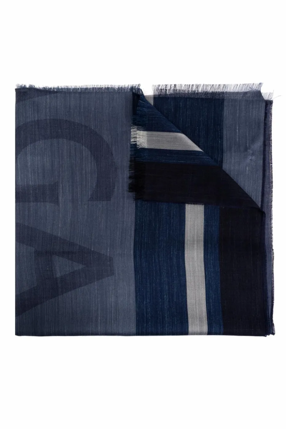 FERRAGAMO NAVY BLUE Striped pattern scarf