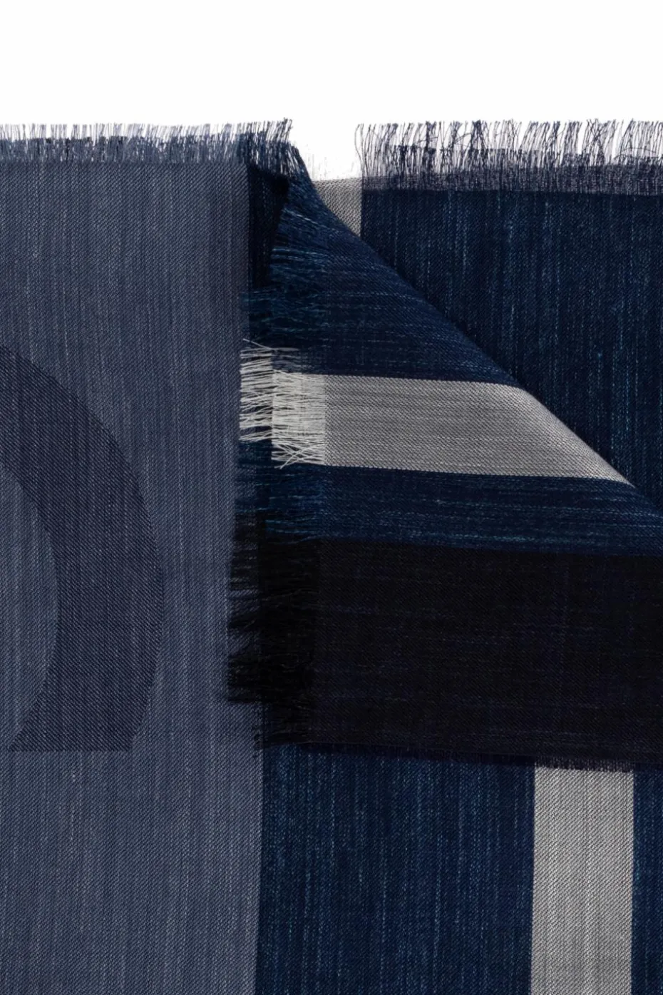 FERRAGAMO NAVY BLUE Striped pattern scarf