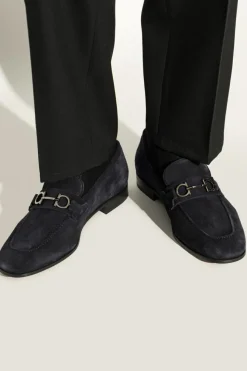 FERRAGAMO NAVY BLUE Suede shoes "Balty"