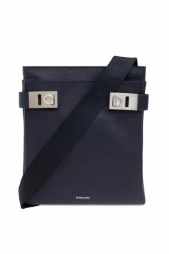FERRAGAMO NAVY BLUE Twins shoulder bag