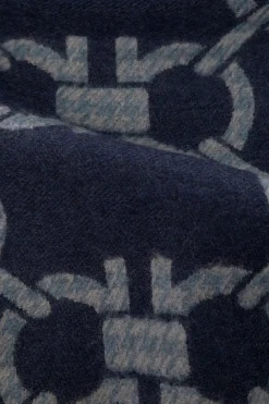 FERRAGAMO NAVY BLUE Wool scarf