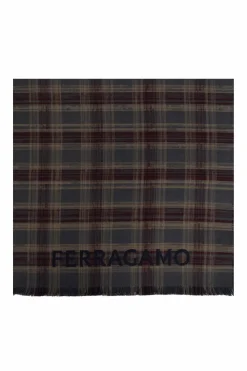 FERRAGAMO NAVY BLUE Wool scarf