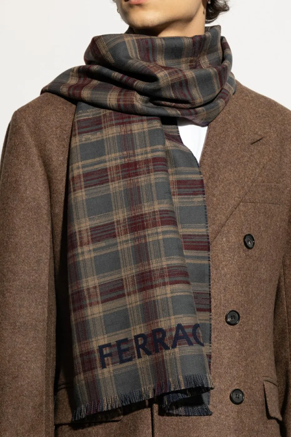 FERRAGAMO NAVY BLUE Wool scarf