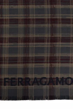 FERRAGAMO NAVY BLUE Wool scarf
