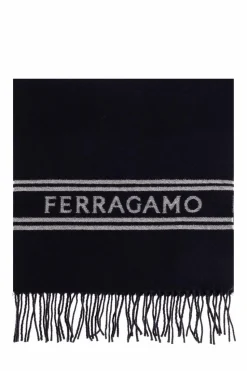 FERRAGAMO NAVY BLUE Wool scarf