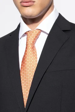 FERRAGAMO ORANGE Silk tie