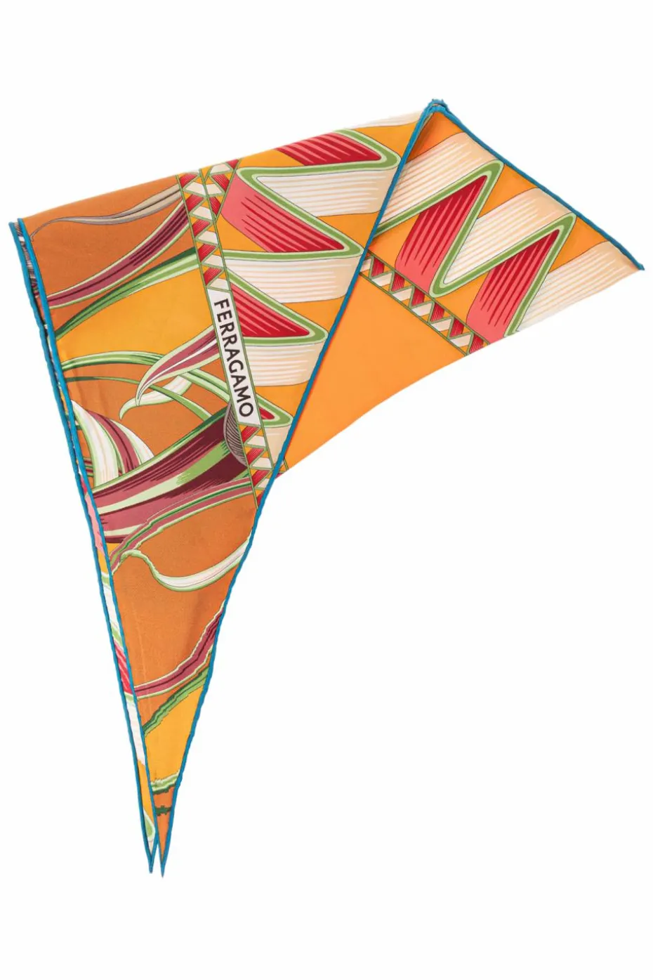 FERRAGAMO ORANGE Triangular scarf with 'Giada' print