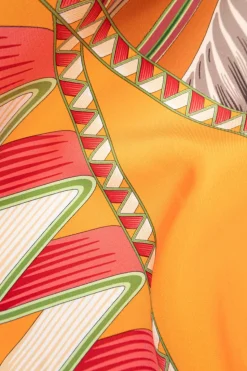 FERRAGAMO ORANGE Triangular scarf with 'Giada' print